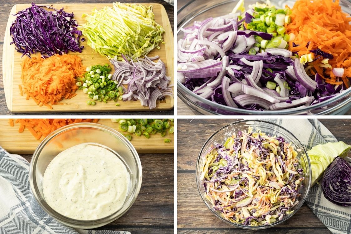 image collage of making coleslaw