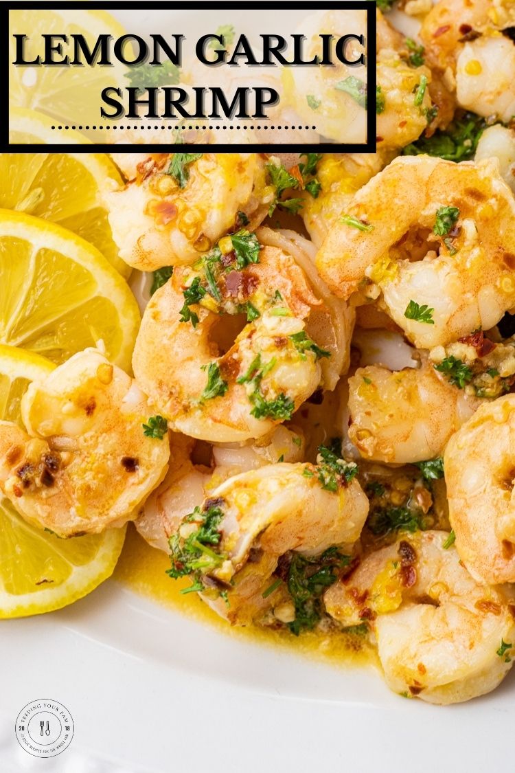 Lemon Garlic Shrimp is a delicious and simple way to prepare a big platter full of shrimp. This recipe is ready in under 15 minutes, has tons of flavor and will feed the whole fam. 