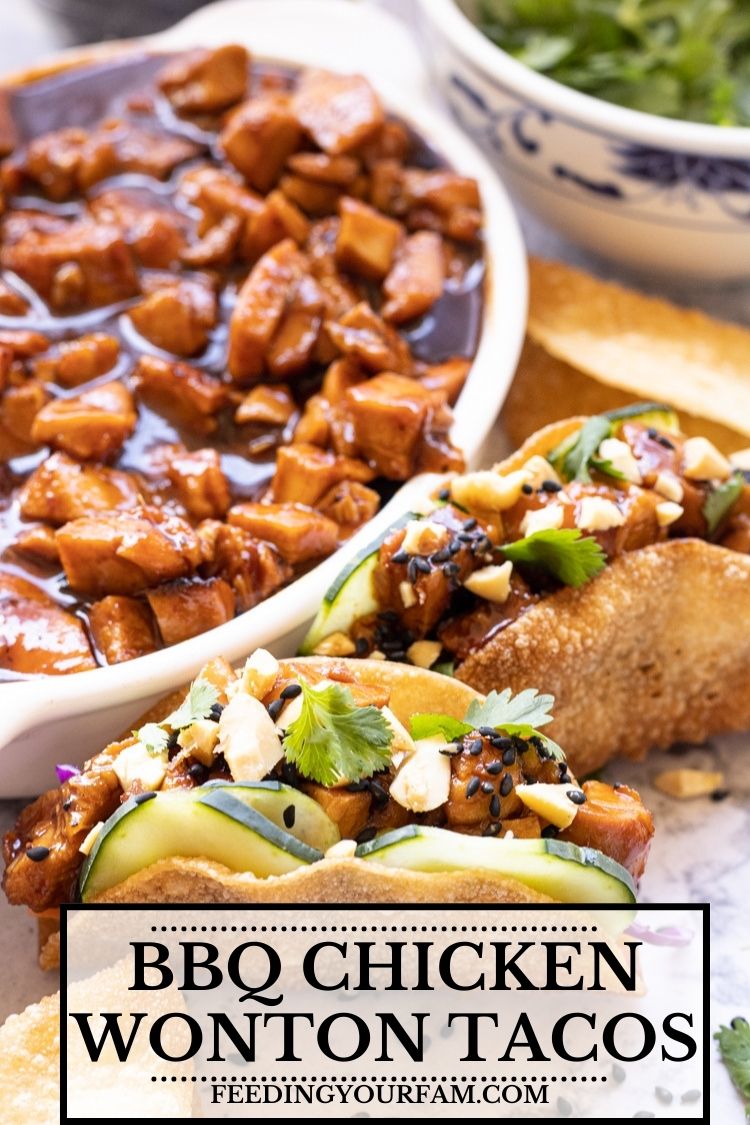 BBQ Chicken Wonton Tacos are Asian Inspired flavors infused into these crunchy, tangy chicken wonton tacos. This recipe will be one you come back to time and time again.