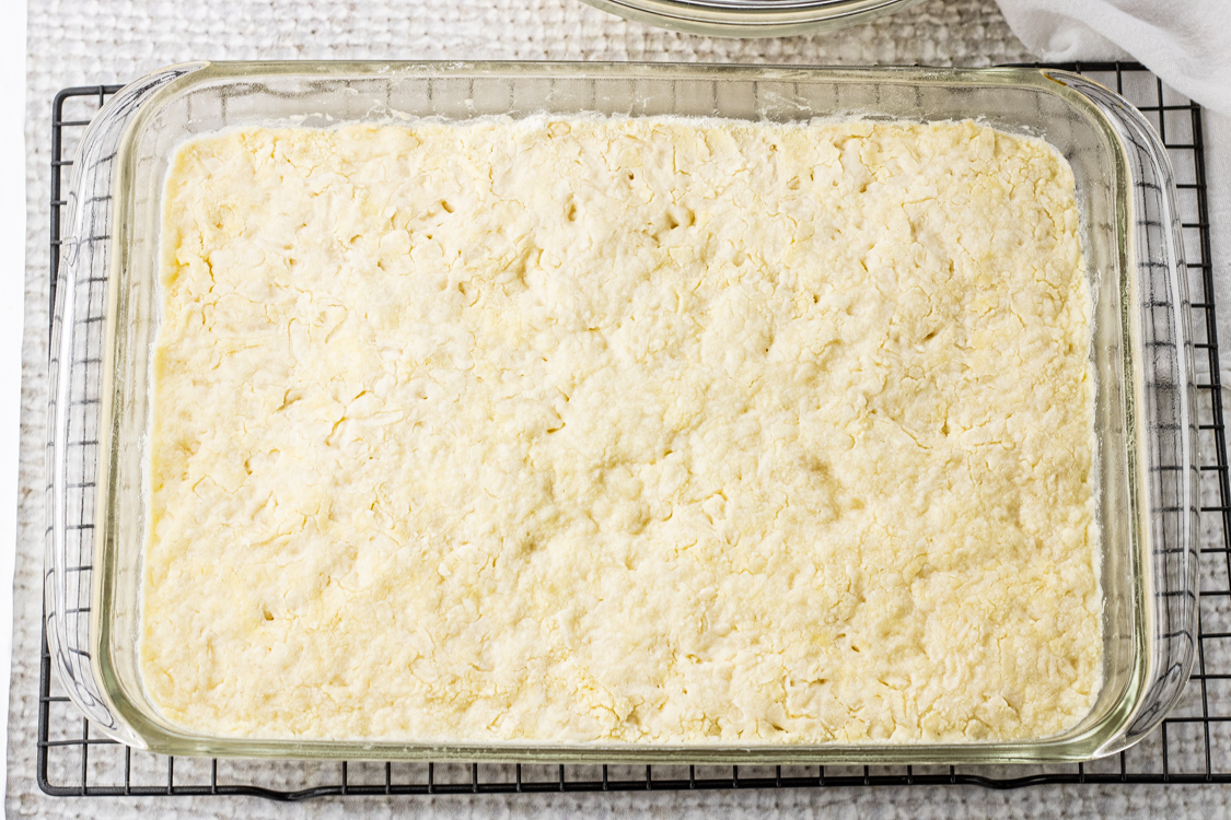 bottom crust in a baking dish