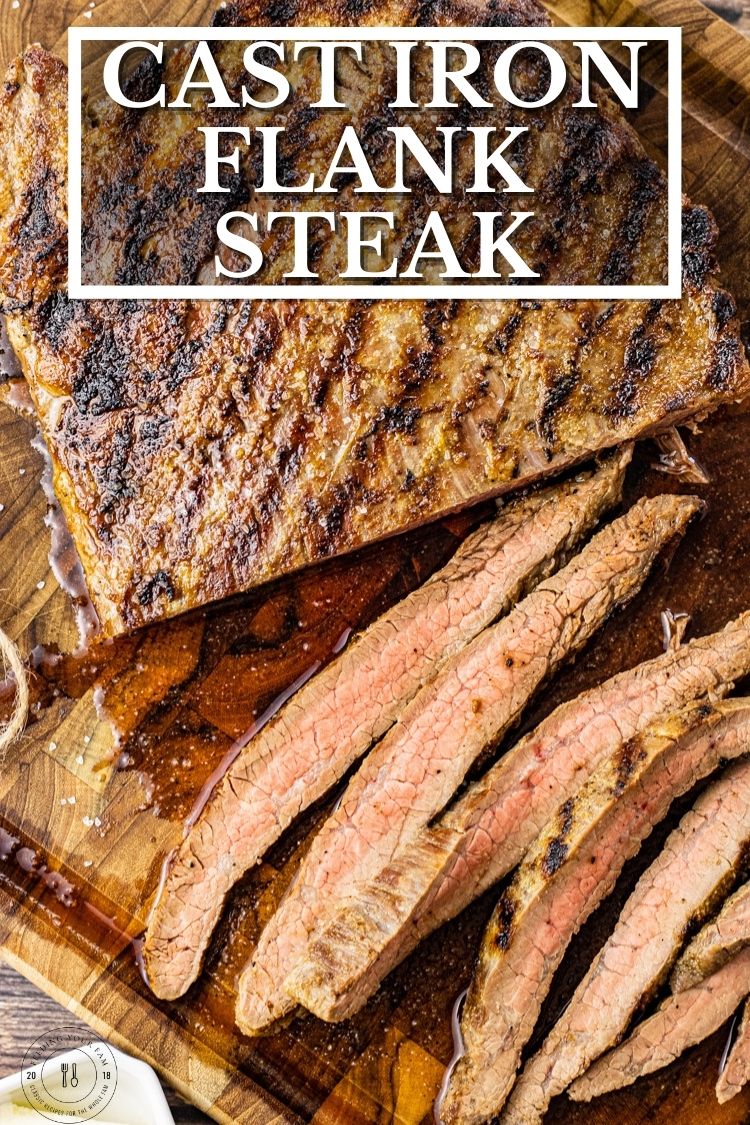 Cooking Flank Steak in Cast Iron is quick and simple. Flank Steak is perfect for feeding the whole fam. This Flank Steak Recipe is cooked on the stovetop in a cast iron grill or skillet.