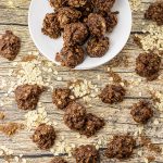 plate of chocolate oatmeal no bake cookies