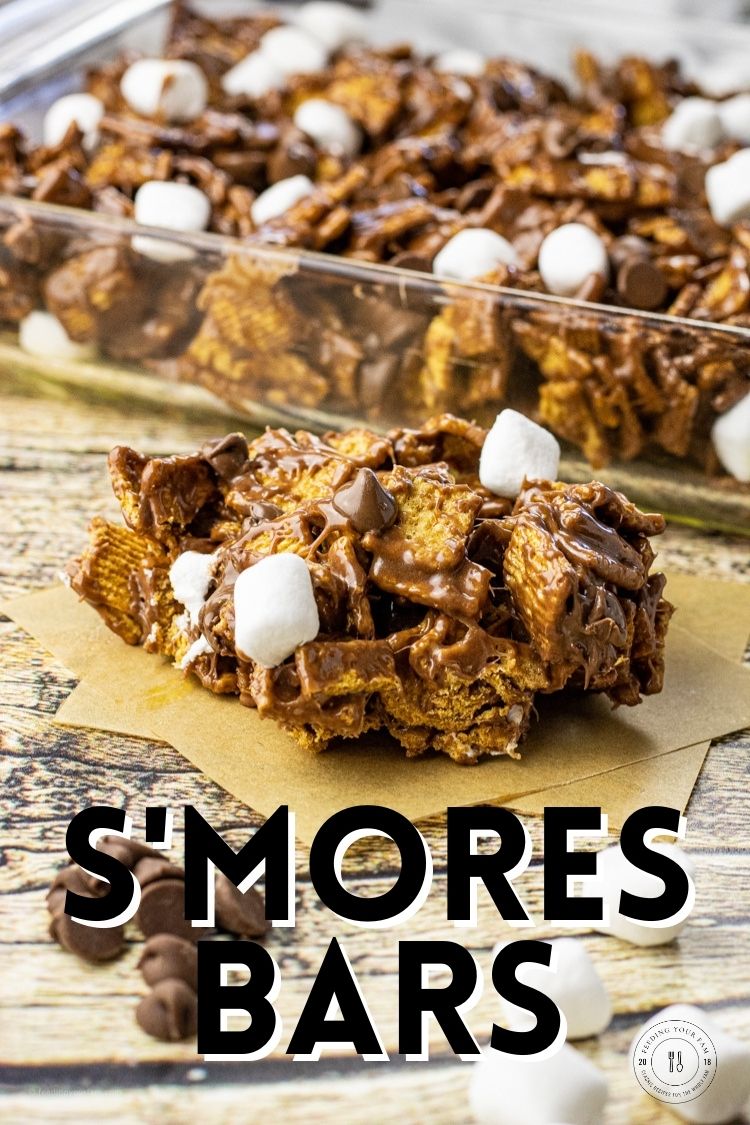 This simple Smores Bar Recipe comes together in less than 10 minutes and is easily made with Golden Grahams cereal, marshmallows and of course chocolate.