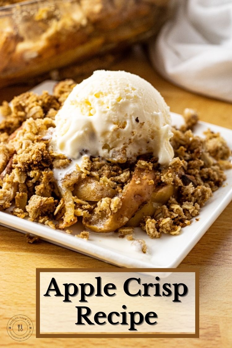 Apple Crisp is a super simple dessert that is full of delicious apples topped with a crunchy, buttery oat topping. This Apple Crisp with Oats recipe is perfect for a quick dessert that will serve the whole family. Apple Crisp is so easy to make, you will be coming back to this recipe time and time again.
