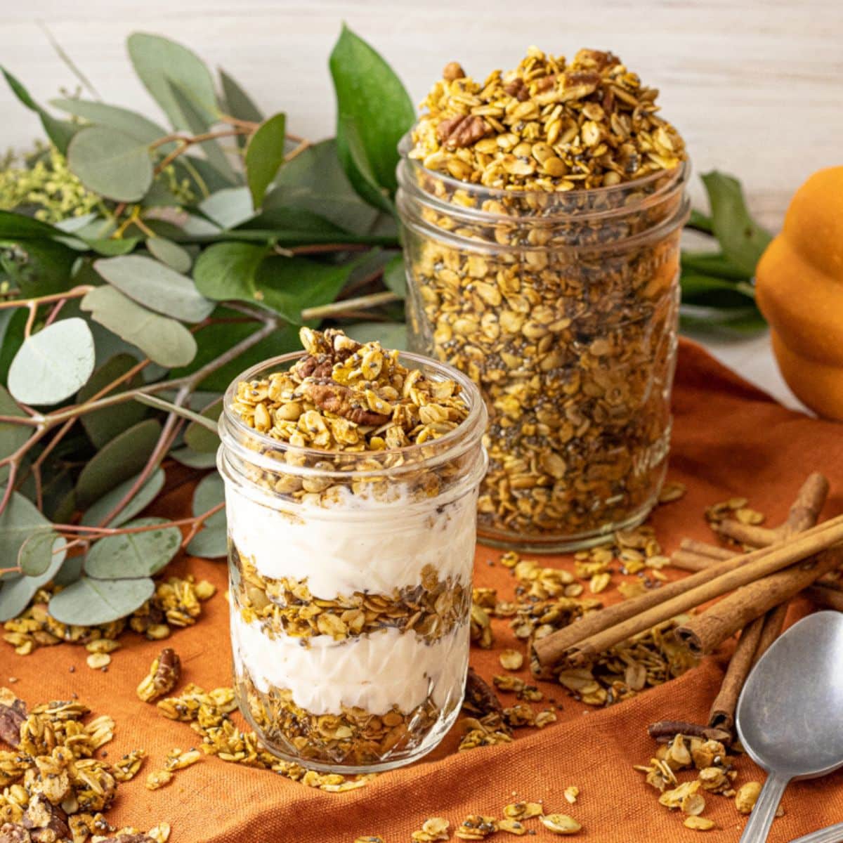 yogurt parfait made with pumpkin granola