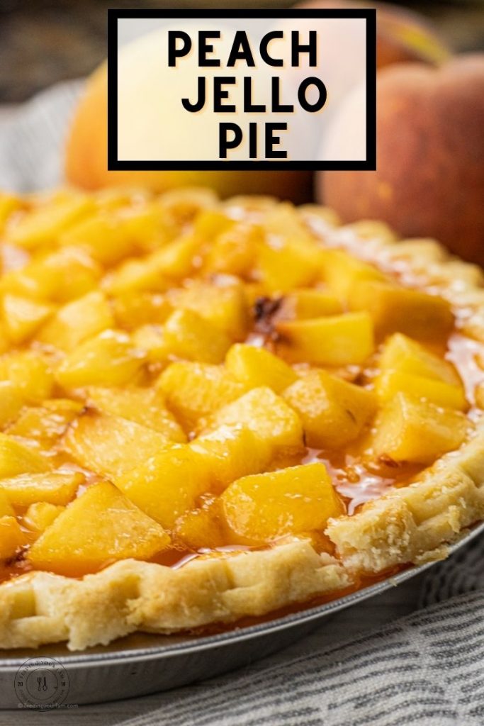 diced peaches in a jello glaze to make peach pie