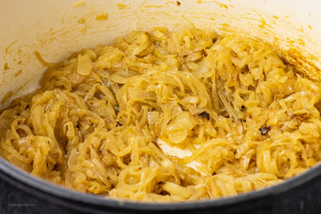 caramelized onions in a pot