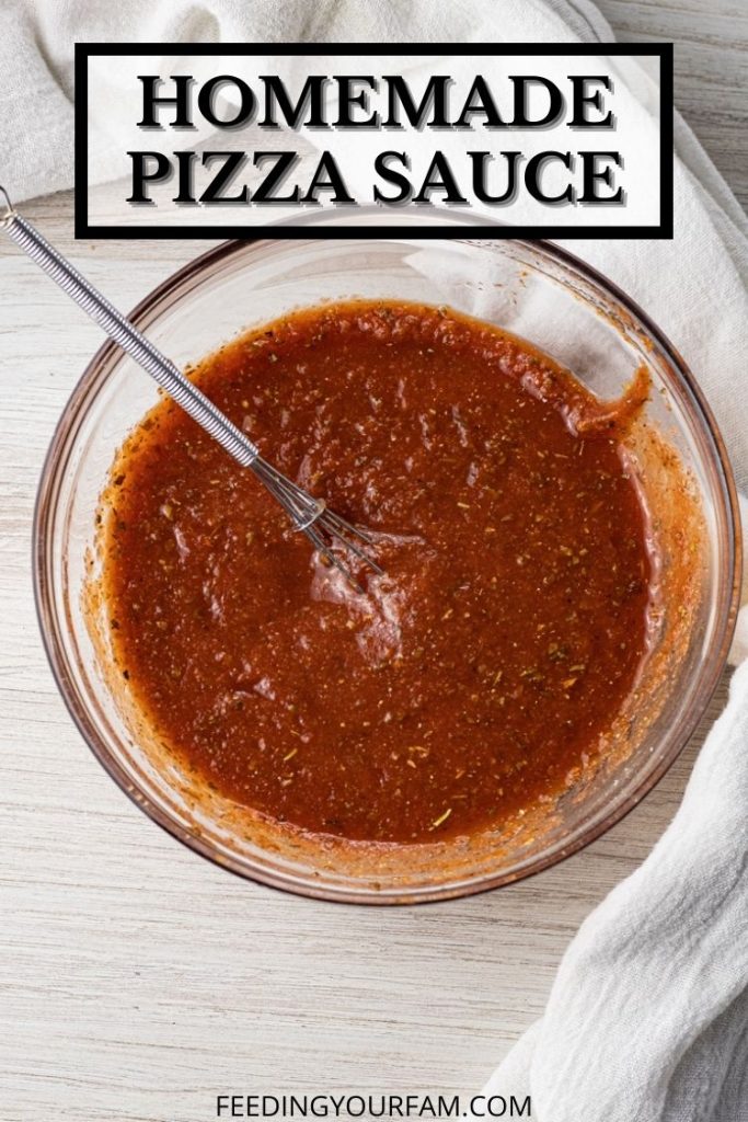 glass bowl of pizza sauce