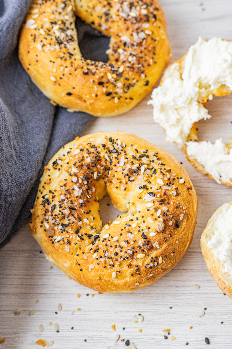 bagel topped with everything bagel seasoning