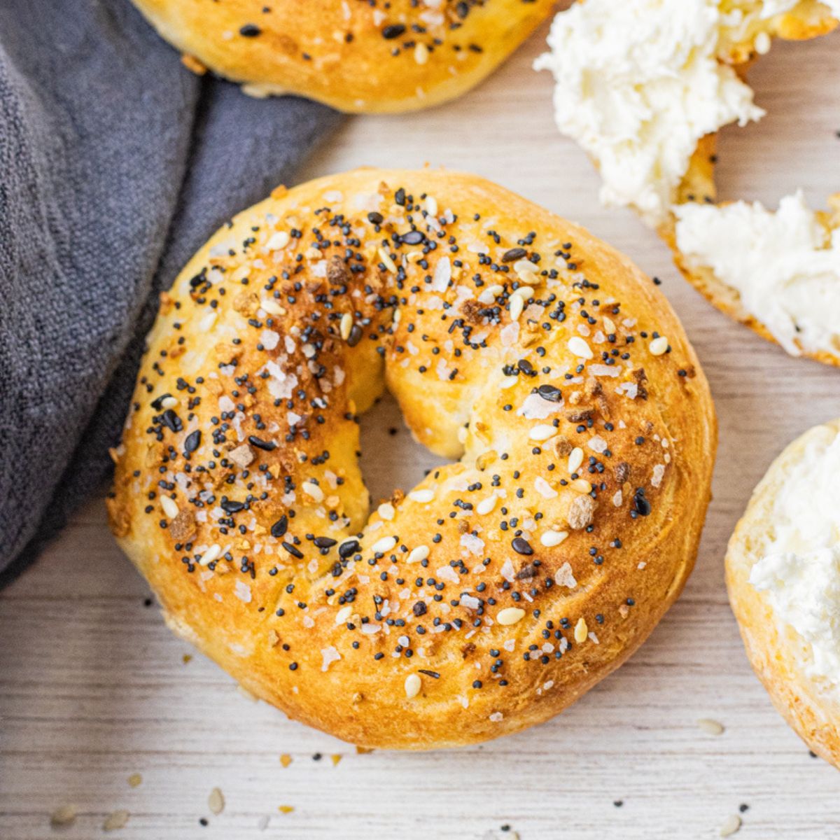 bagel topped with everything bagel seasoning