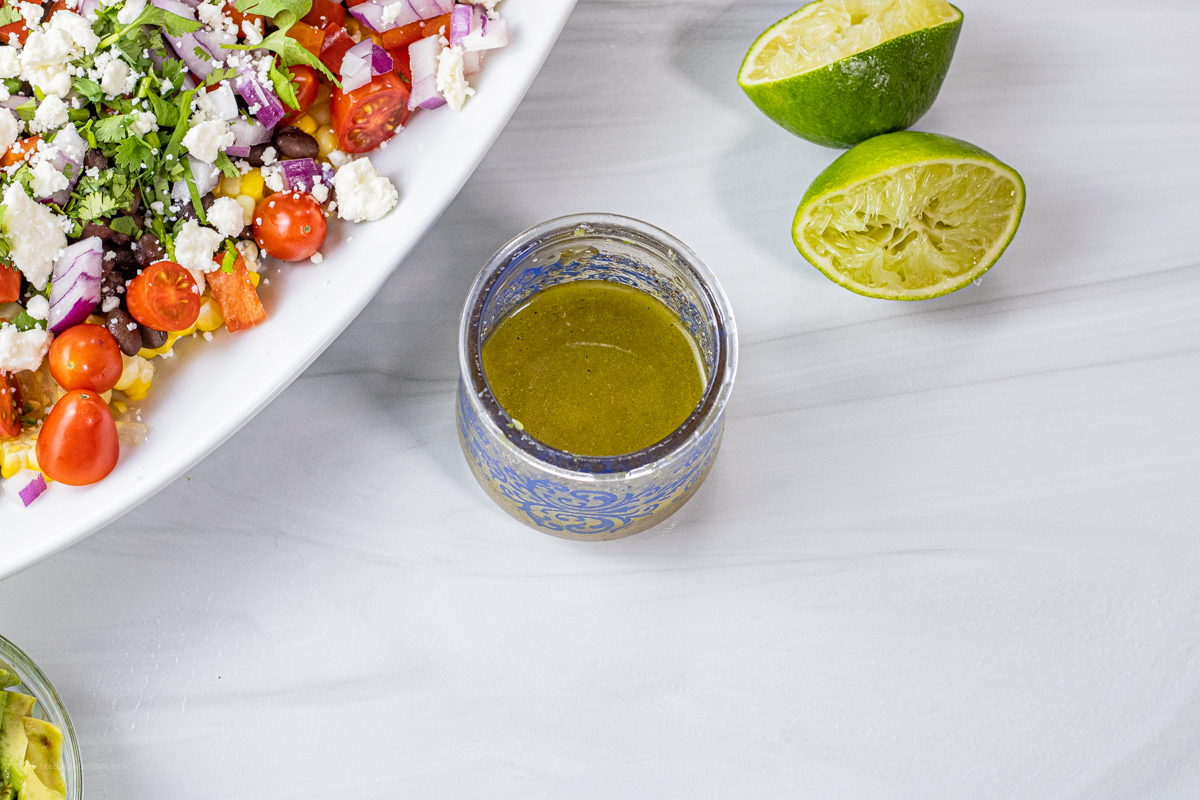 salad dressing in a small jar