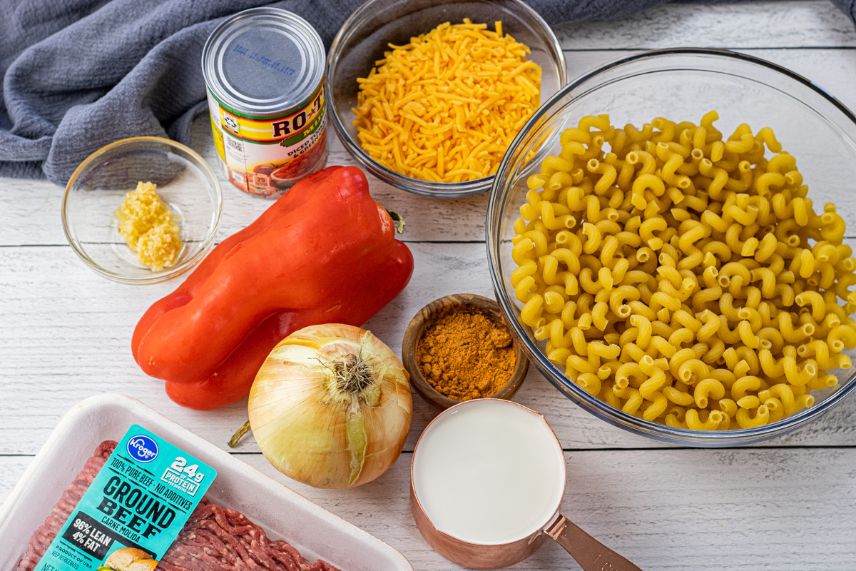 ingredients for taco pasta recipe