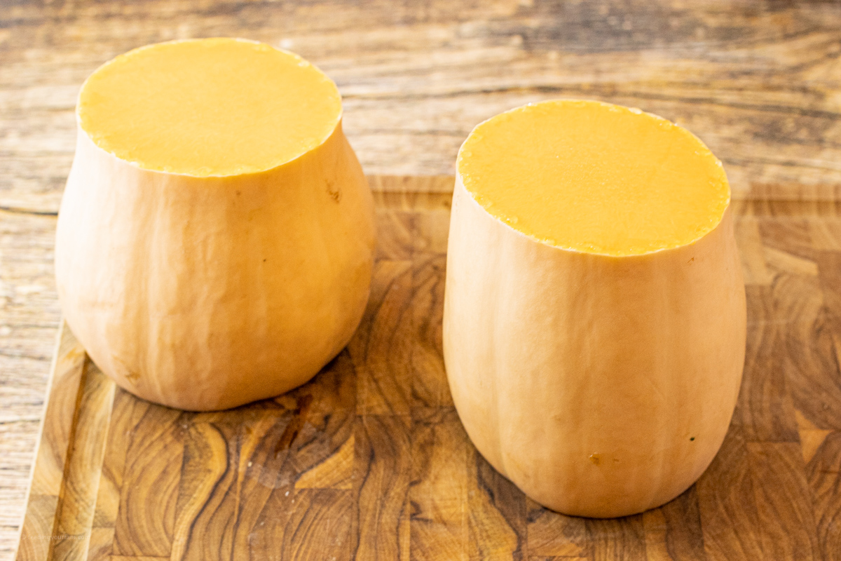 butternut squash sliced into two halves