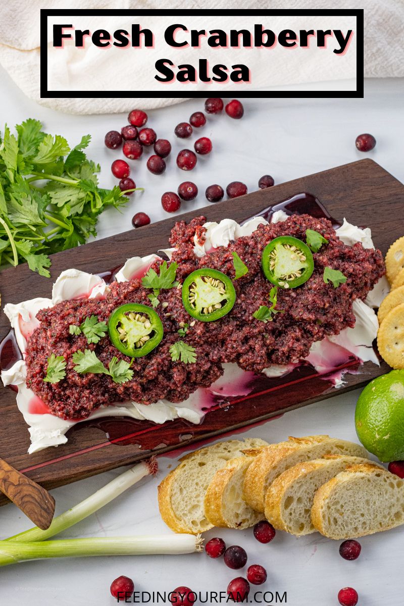 cream cheese topped with a salsa made from cranberries
