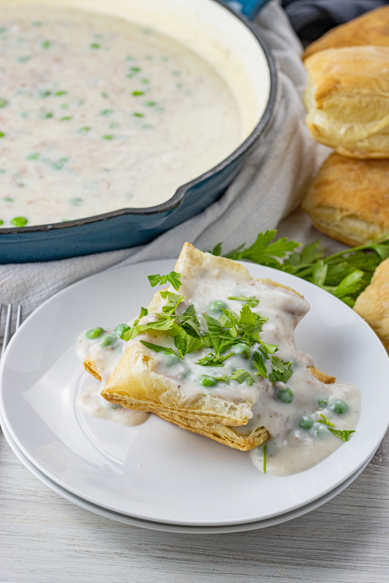 creamed tuna over toasted puff pastry