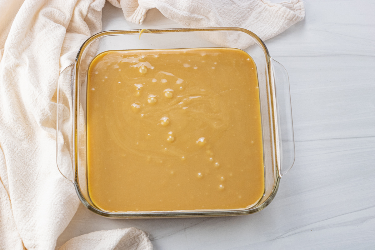pan of homemade caramel