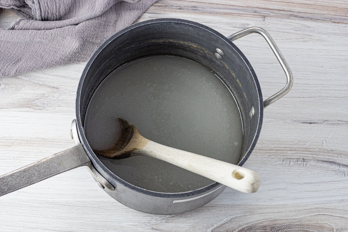 large black pot will with sugar and corn syrup mixture