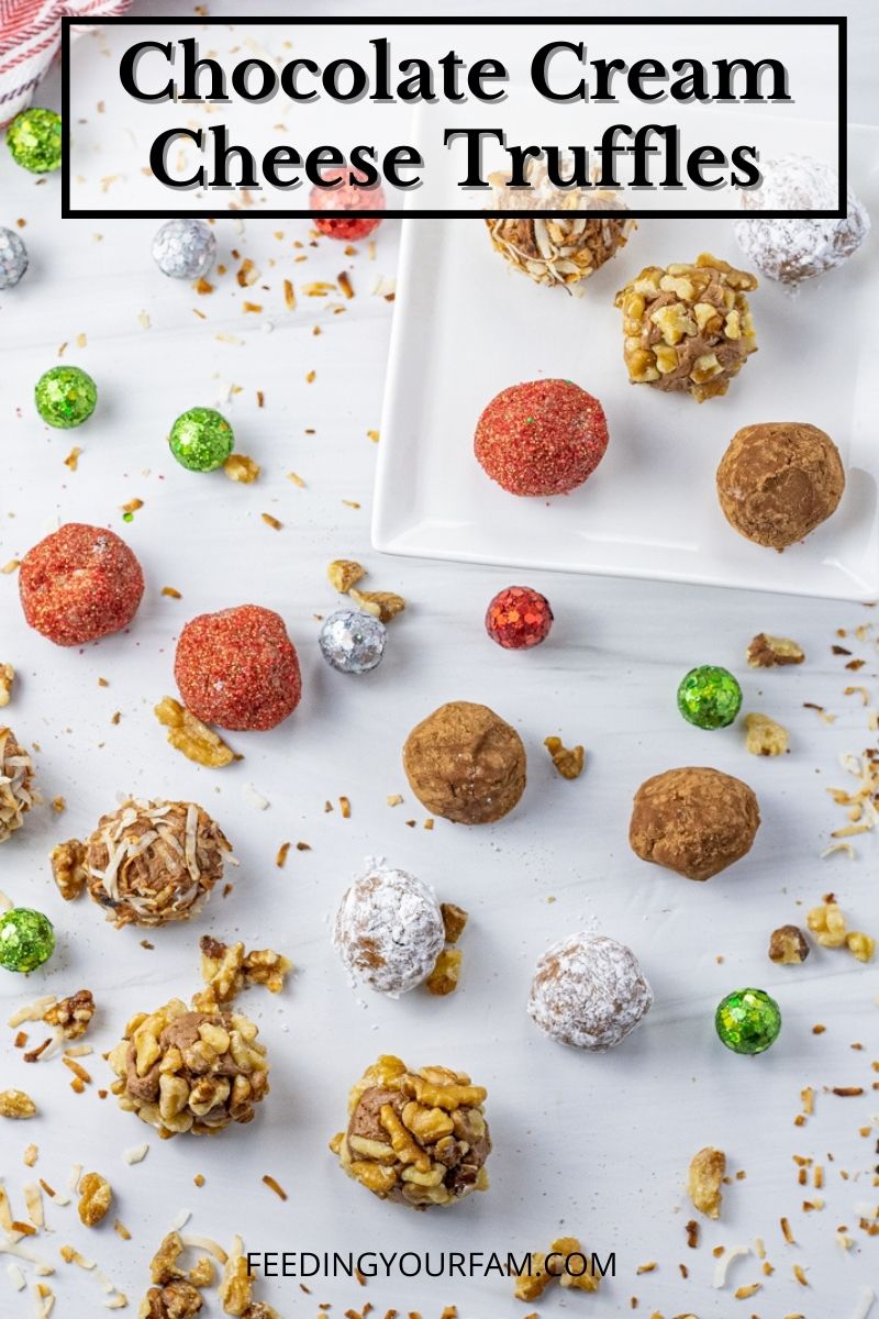 Easy Chocolate Cream Cheese Truffles are made with just 5 ingredients and are so rich, delicious and decadent. This cream cheese chocolate truffle recipe is so easy to make, perfect for a simple treat or even make these for gifts for the Holidays.