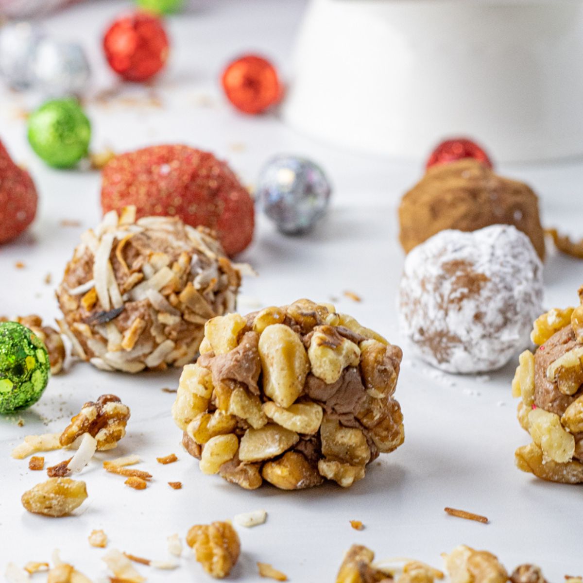 chocolate ball coated in chopped walnuts