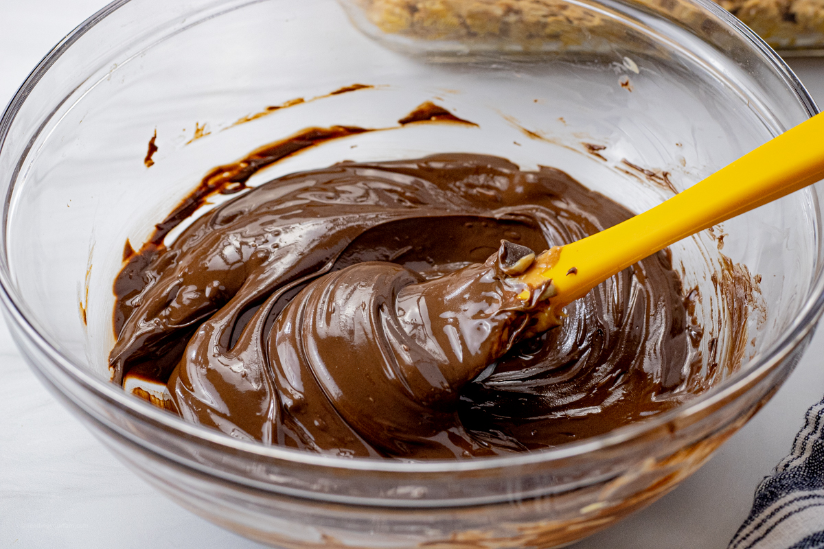 melted chocolate in a glass bowl