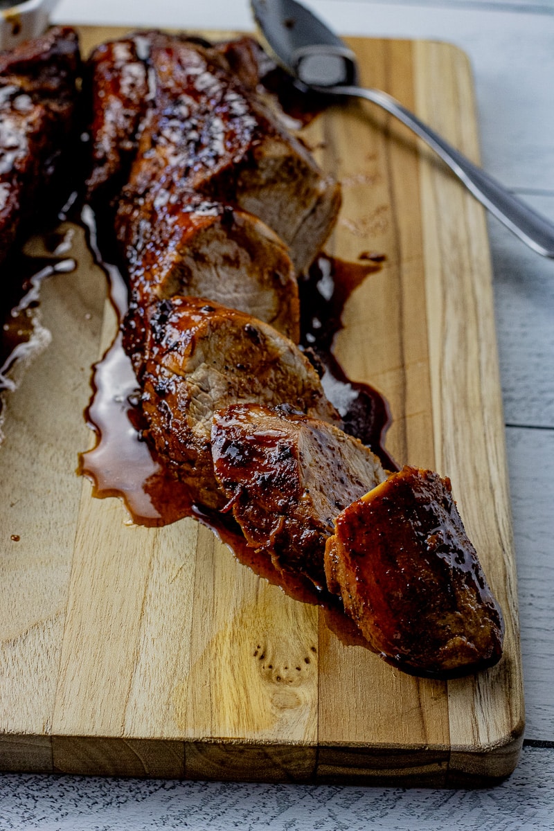 Pork tenderloin topped with a maple glaze