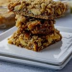 stack of bars made from apples and caramels