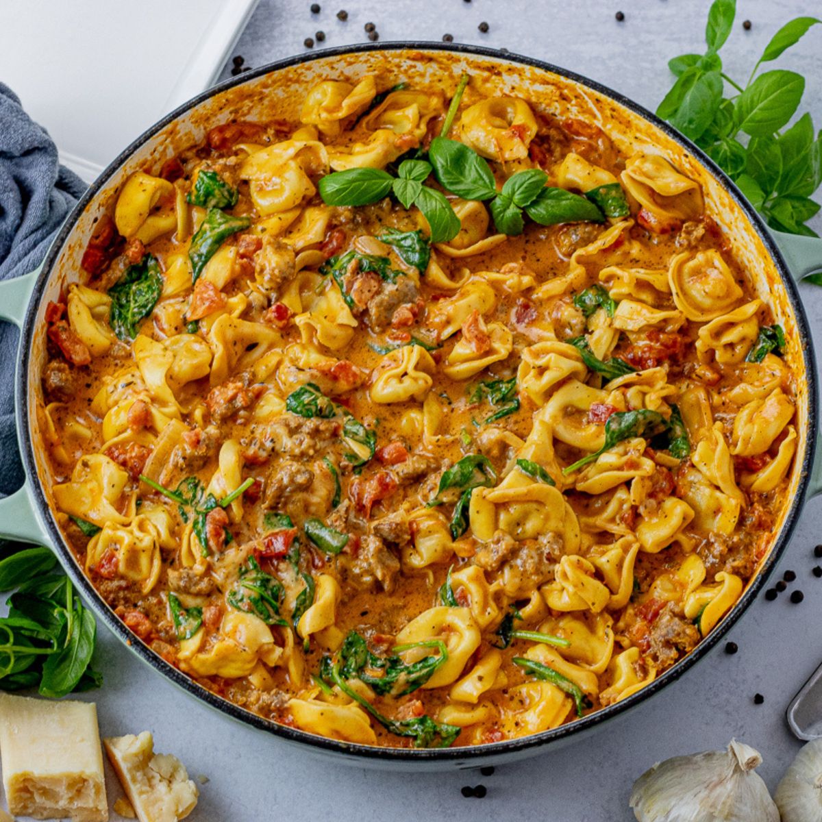 tortellini and sausage recipe in one pan