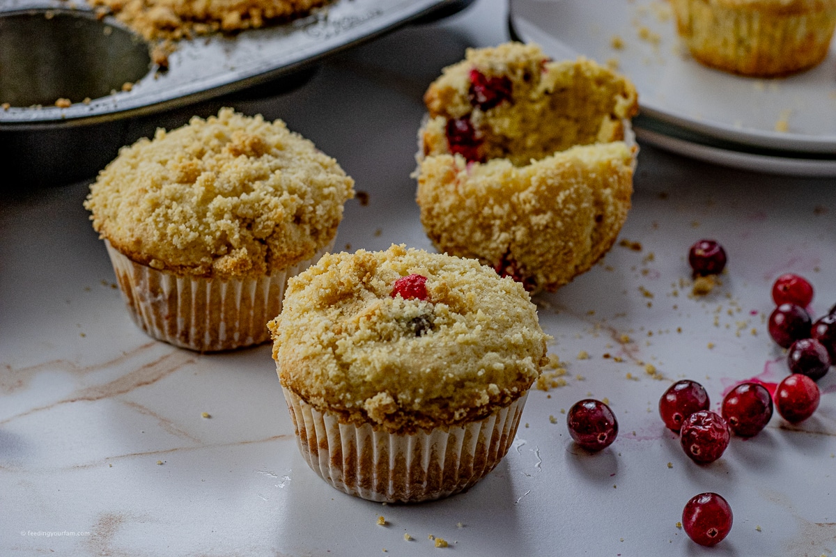 cranberry and orange muffins in muffin paper