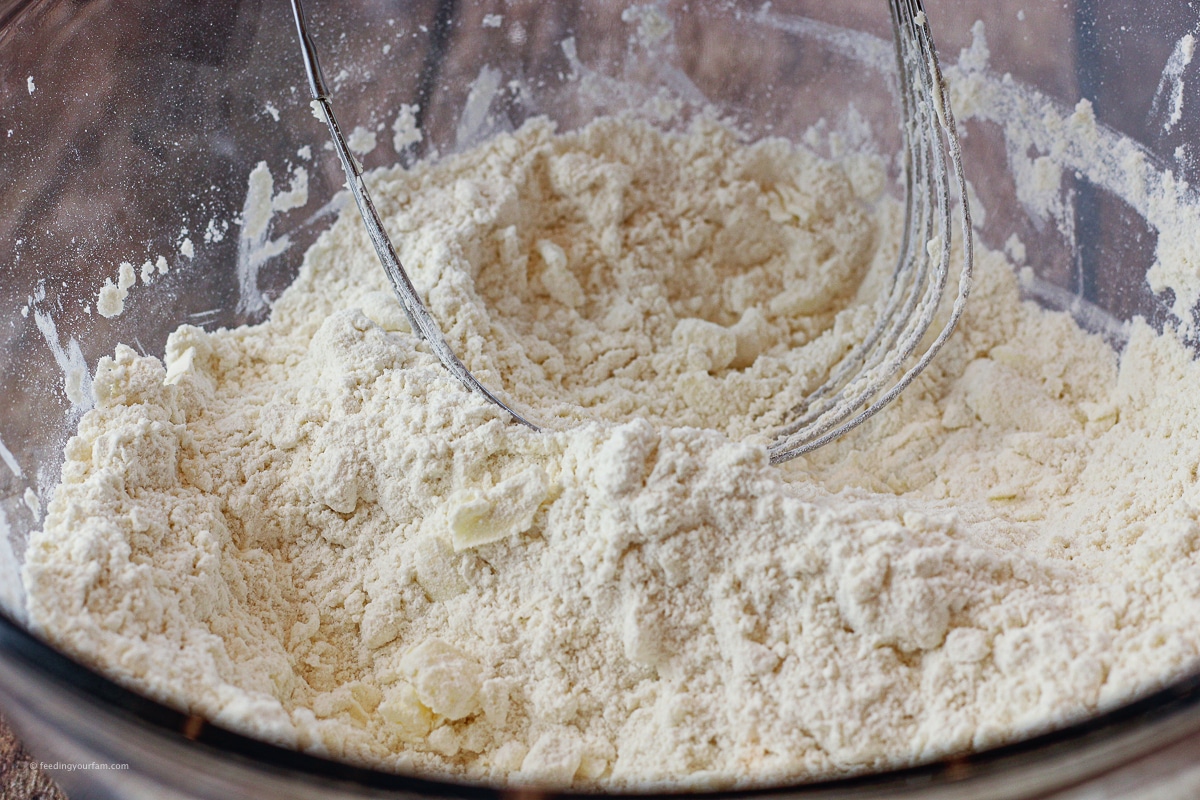 pastry cutter in a bowl with flour and butter