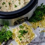 shredded creamy chicken over pasta