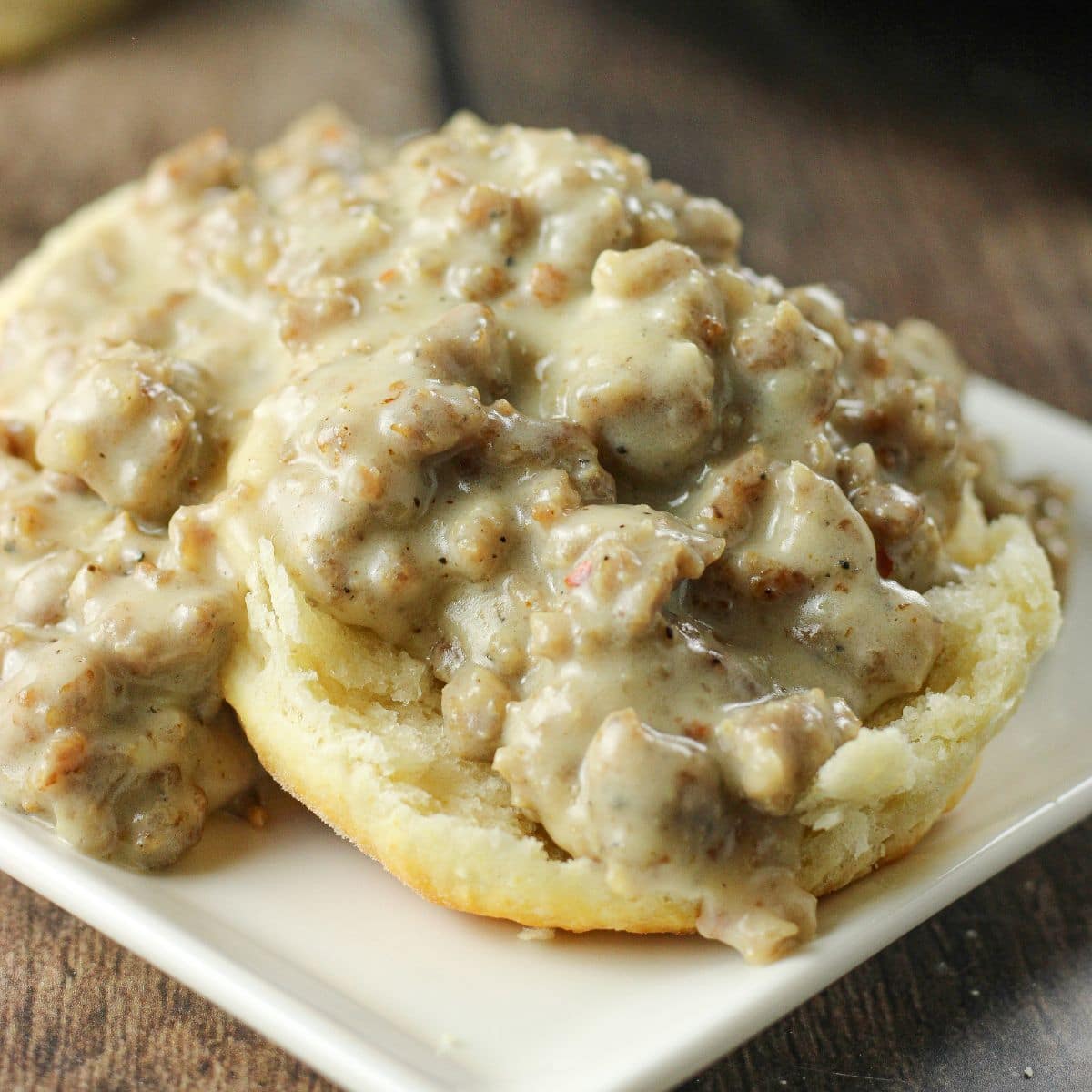 sausage gravy over biscuits