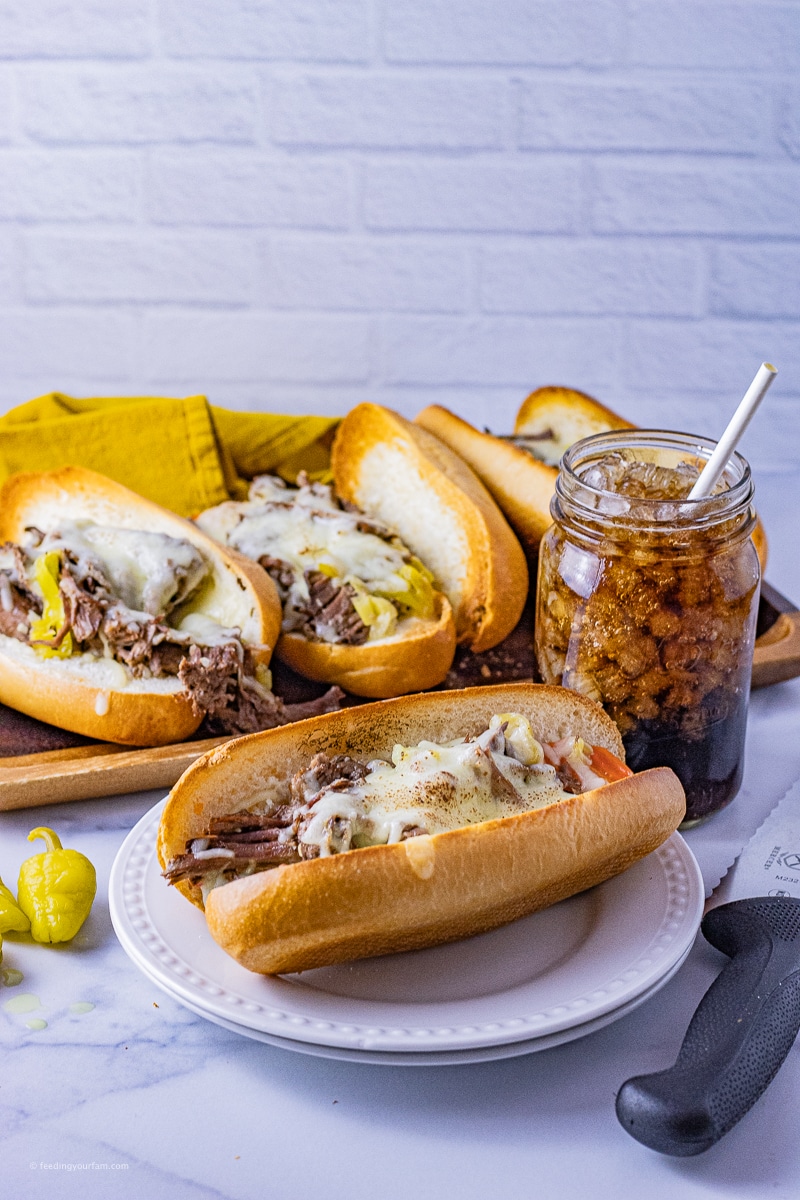 pulled beef sandwiches covered with melted cheese