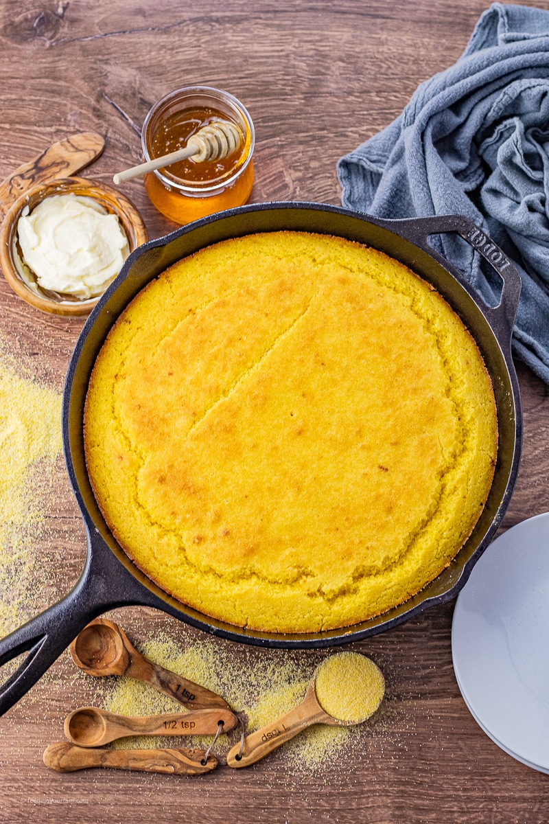 homemade cornbread in cast iron