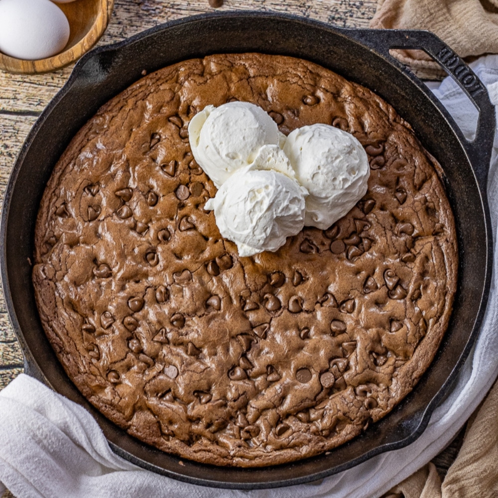 double chocolate chip cast iron skillet cookie