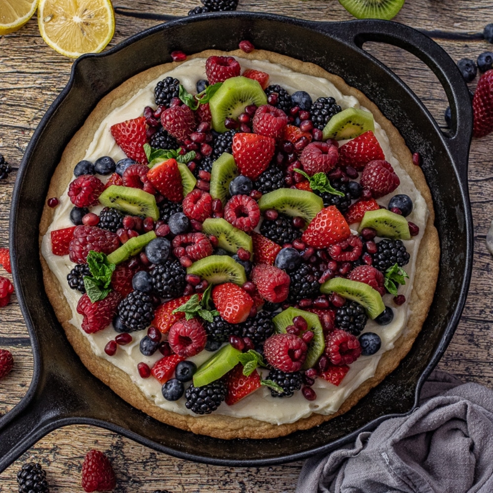 Fruit Pizza Recipe in a Cast Iron Skillet