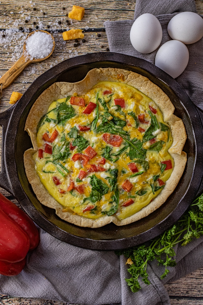 cottage cheese eggs baked in a tortilla shell