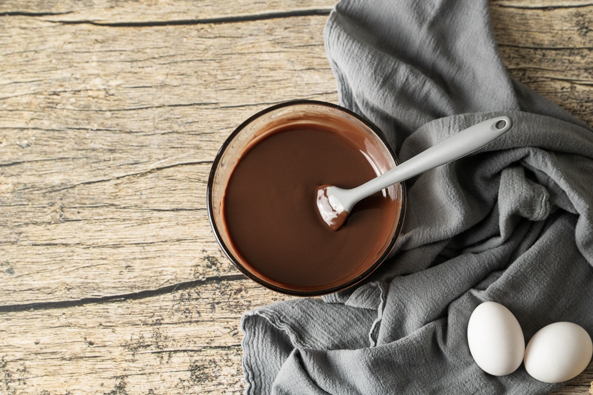 melted chocolate in a glass bowl