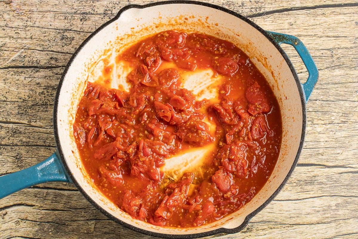 cherry tomato pasta sauce in a large skillet