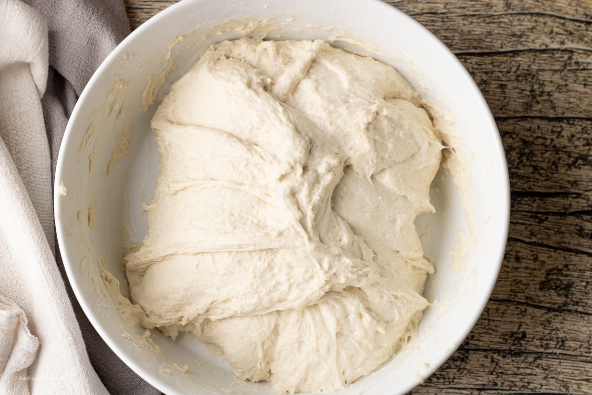dough folded over into a large round ball