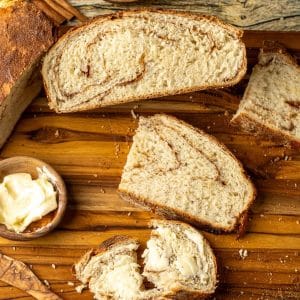 sliced cinnamon swirl bread
