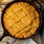 cornbread butter swim biscuits baked in a cast iron skillet